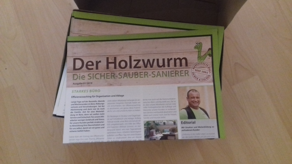 Ausgabe 1/2019 der Kundenzeitschrift "Holzwurm" der Zimmerei & Holzbau Wiedmer aus Achstetten erschienen