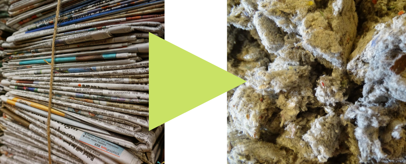 Recycling von Zeitungspapier – Zellulose-Dämmung wird aus recycelten Materialien hergestellt