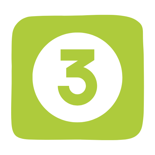 Eine fette Zahl 3 in Grün innerhalb eines weißen Kreises vor einem abgerundeten grünen, quadratischen Hintergrund - perfekt zur Hervorhebung von Zimmerei- oder Dachsanierungsdiensten.